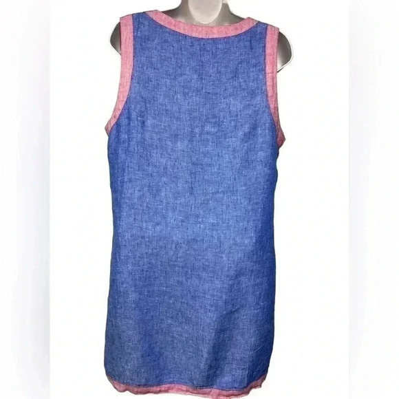 Sigrid Olsen Linen Shift Dress Womens medium Blue Pink Short Casual Sleeveless - Picture 4 of 10
